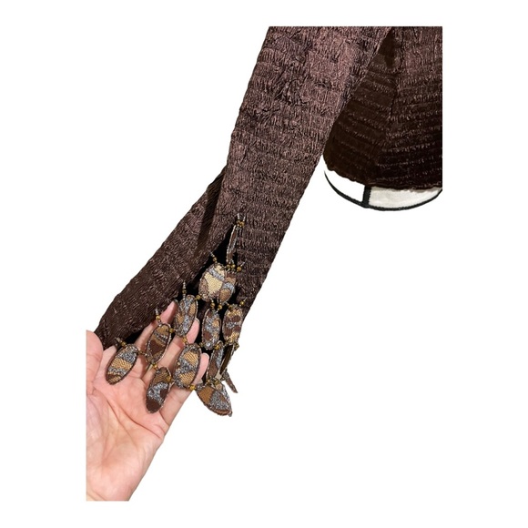 Lillie Rubin womens one button cardigan. Crinkle material unique sleeves size LG - Picture 5 of 10